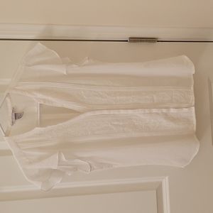 H&M White Blouse with Ruffle Sleeves